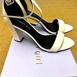 Madden Girl White Block Heel Sandals